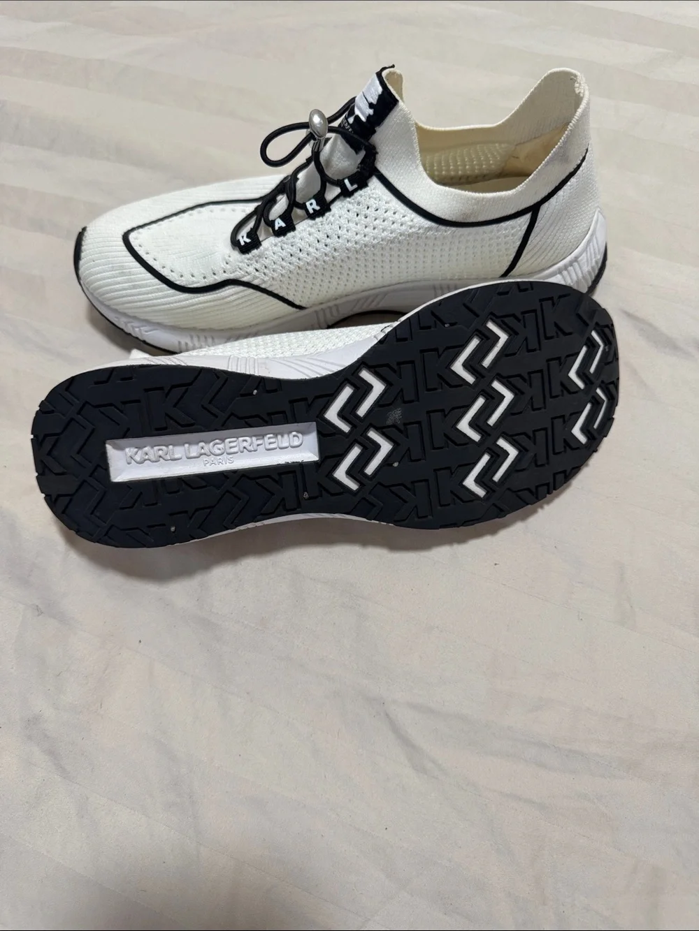 Karl Lagerfeld White and Black Knit Men's Sneakers